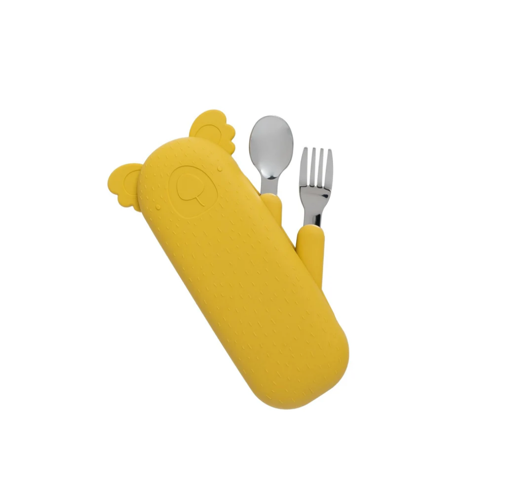 Set de couverts Zoé le Koala – Set d'ustensiles avec couvercle en silicone