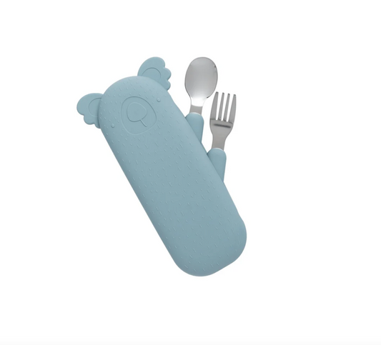 Set de couverts Zoé le Koala – Set d'ustensiles avec couvercle en silicone
