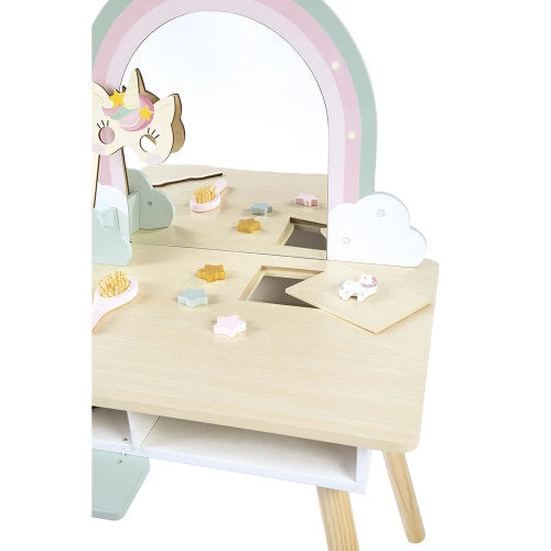 Coiffeuse en bois et accessoires Licorne